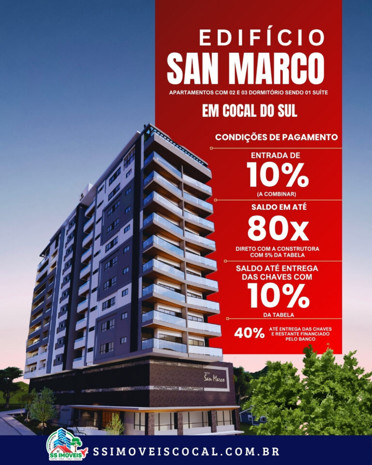 Edifício San Marco em Cocal do Sul – apartamentos de 2 e 3 dormitórios com suíte