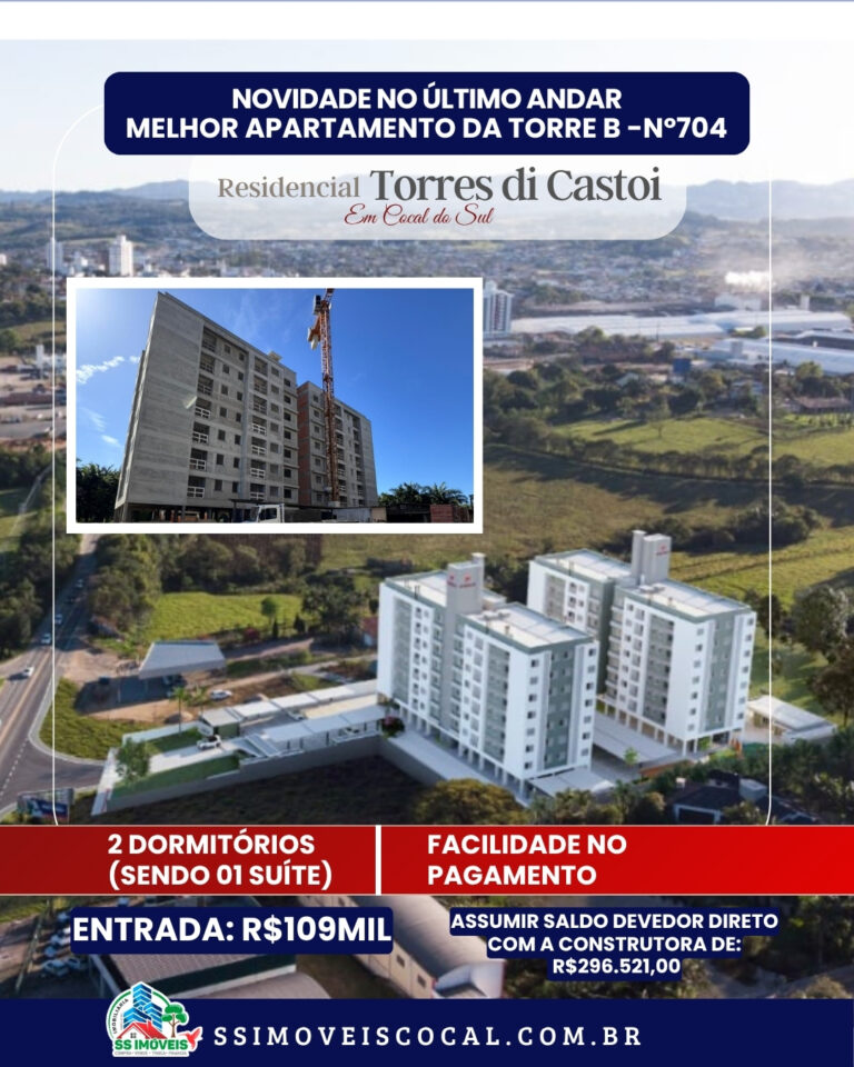 Apartamento 704 com 2 dormitórios no Residencial Torres di Castoi, em Cocal do Sul